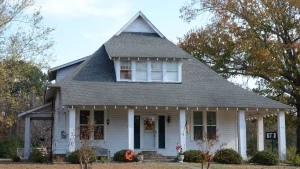 The Attwood-Hopson House, a cottage with a steep gabled roof and dormer, in New Edinburg, Cleveland County, Arkansas.
