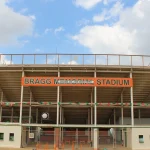 The east face of Bragg Memorial Stadium at Florida A&M University in Tallahassee, Florida.