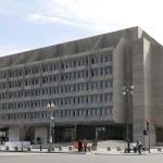 The concrete Hubert H. Humphrey Building, headquarters of the U.S. Department of Health and Human Services, on Independence Avenue in Washington