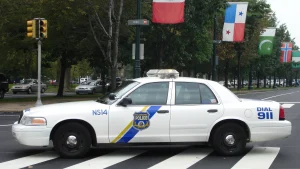 Philadelphia Police Department cruiser on Benjamin Franklin Parkway