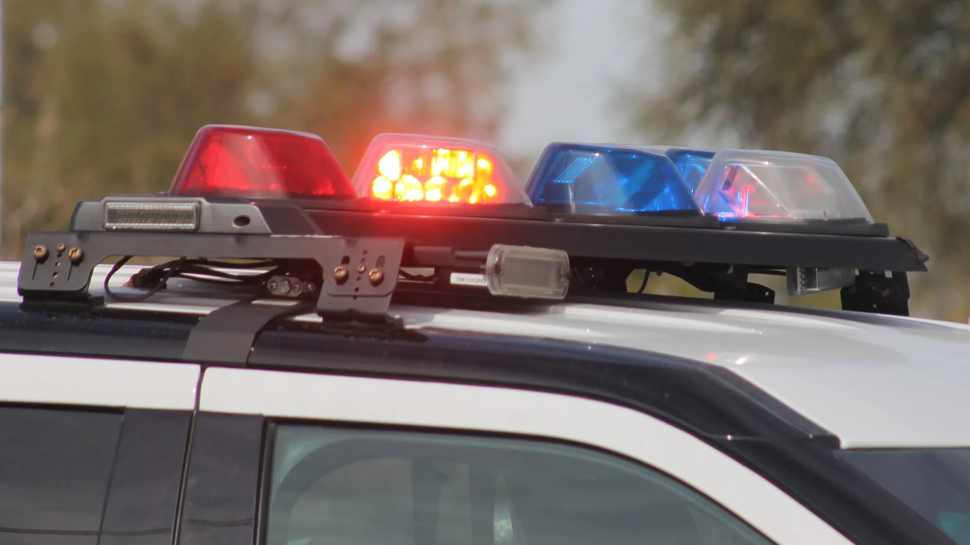 Police car with emergency lights on