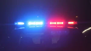 Police car with emergency lights on