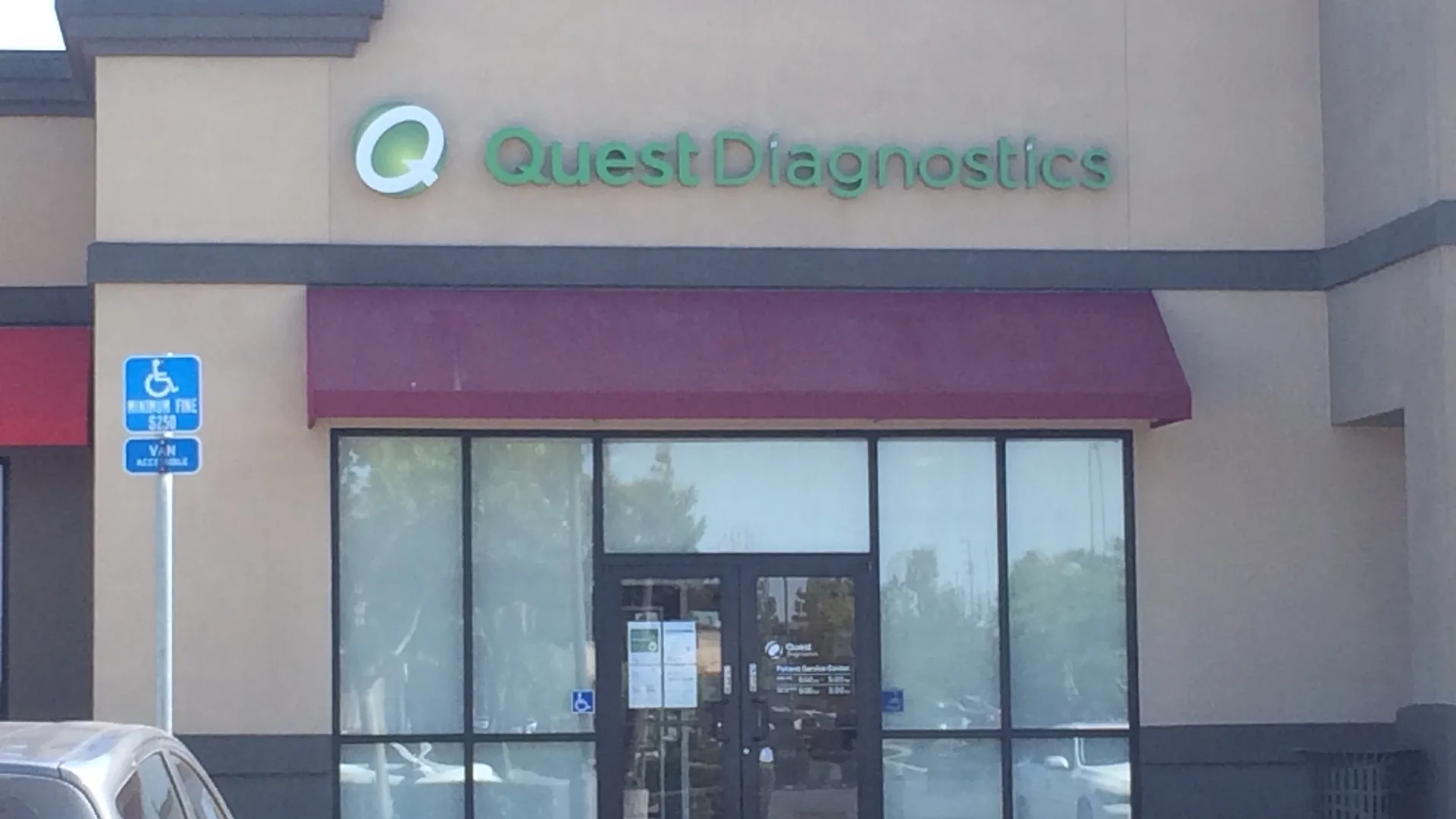 Quest Diagnostics patient service center storefront in Manteca, California.
