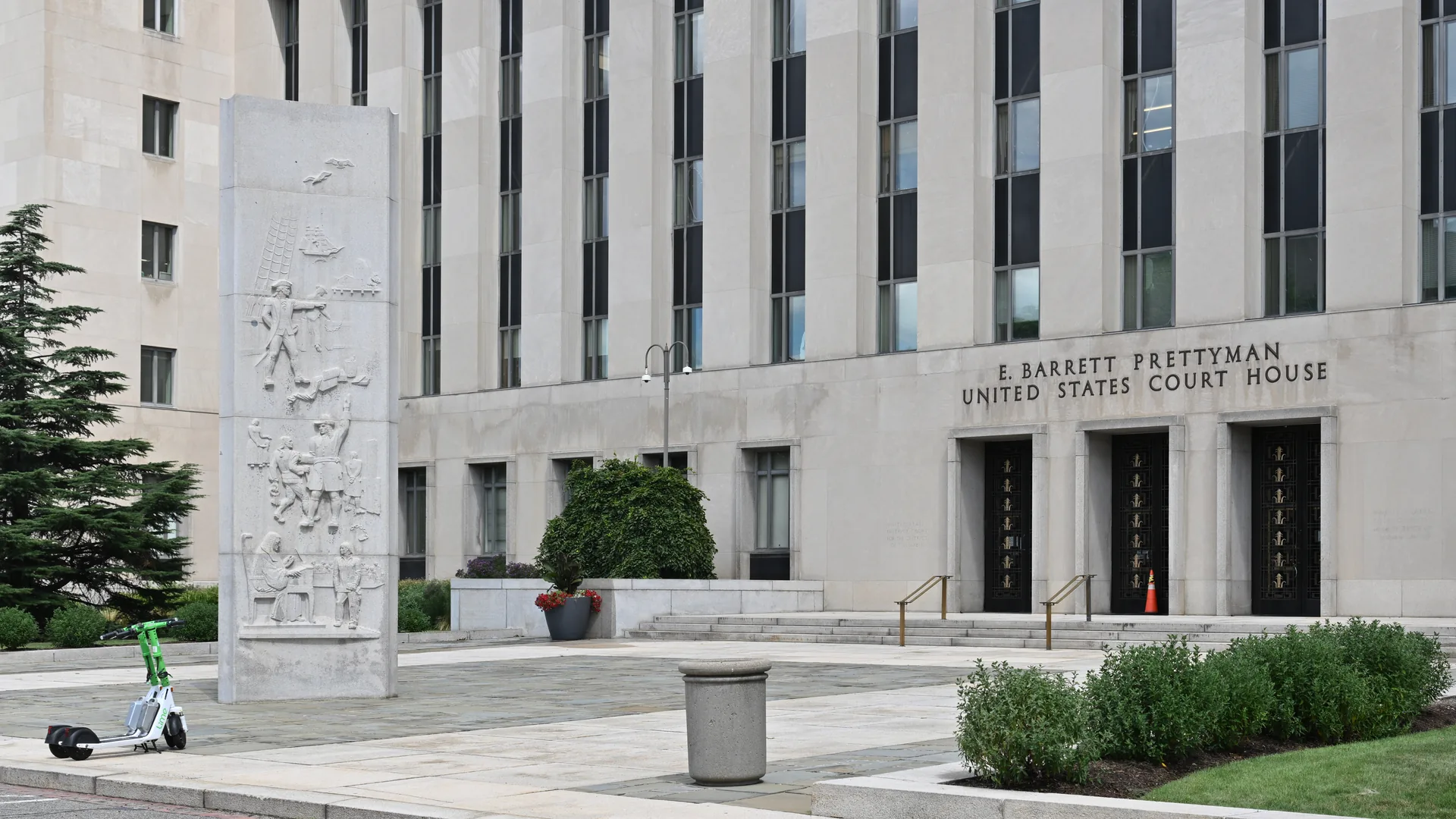 Front entrance of the E. Barrett Prettyman United States Court House in Washington, D.C.