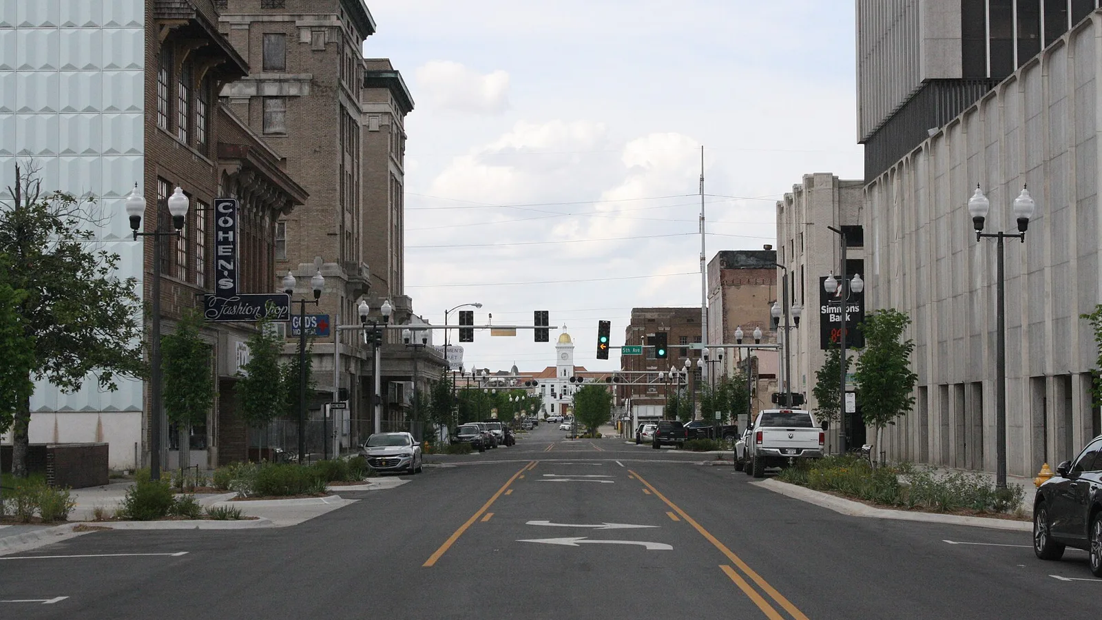 A street in downtown Pine Bluff, Arkansas.