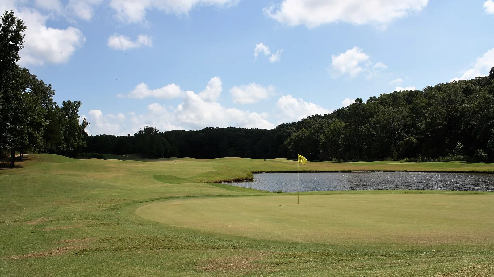 A golf green and fairway at The Ridges at Village Creek State Park near Wynne, Arkansas.